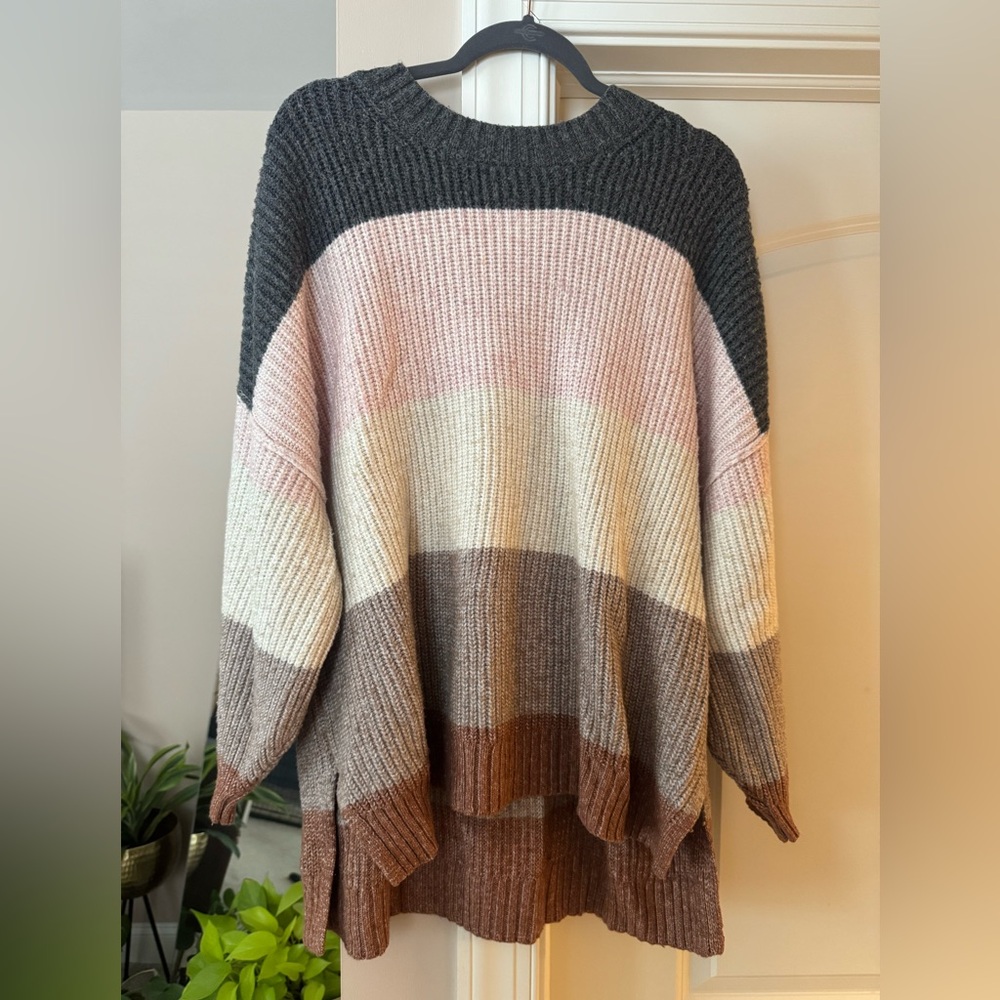 American Eagle Outfitters Striped Sweater in Pink, Cream, and Brown